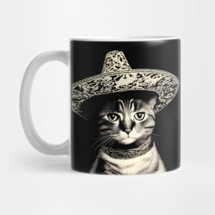 Cat wearing sombrero hat - vintage Mug